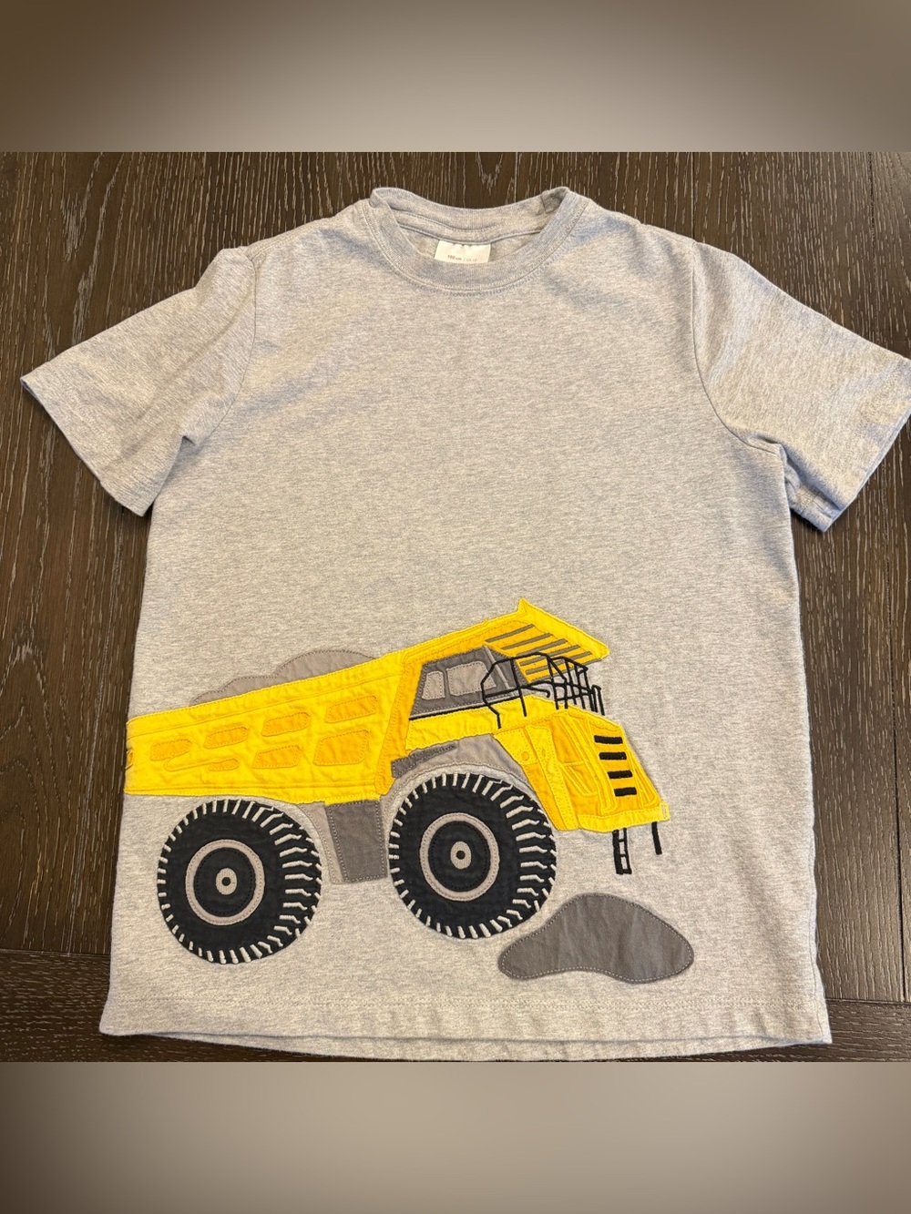 Hanna Anderson Boy’s 12 Grey Short Sleeve Dump Truck‎ Appliqué Tshirt Cotton